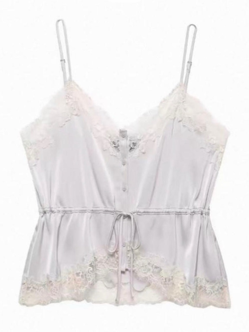 Lace-Trim Satin Cami Top - light purple